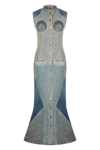 Regenerated Denim Evening Dress