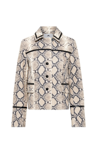 Python Printed Leather Boxy Jacket