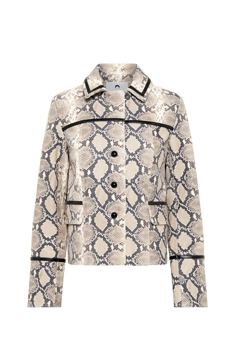 Python Printed Leather Boxy Jacket