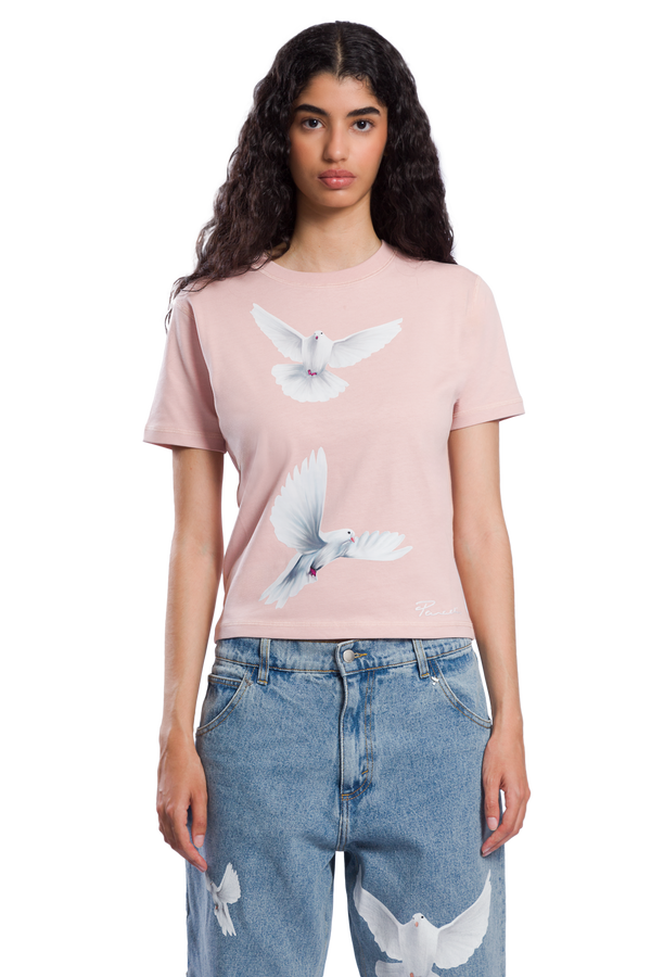 Freedom Doves Cropped Womens T-Shirt