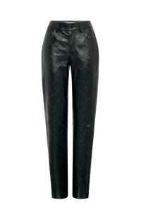 Moonogram Embossed Leather Straight Leg Pants