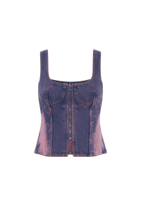 Moon Laser Denim Bustier Top