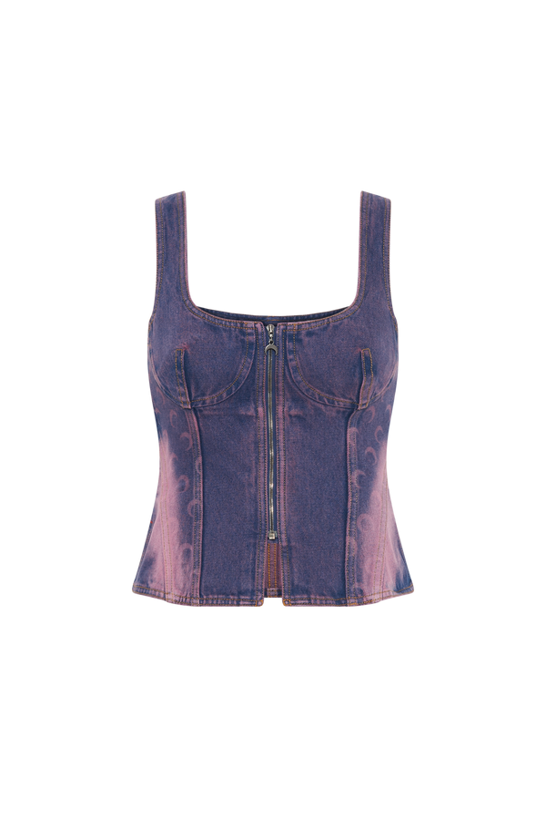Moon Laser Denim Bustier Top