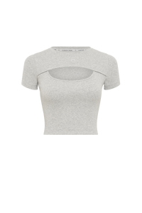 Moon Logo Ribbed Jersey Cut-Out T-Shirt