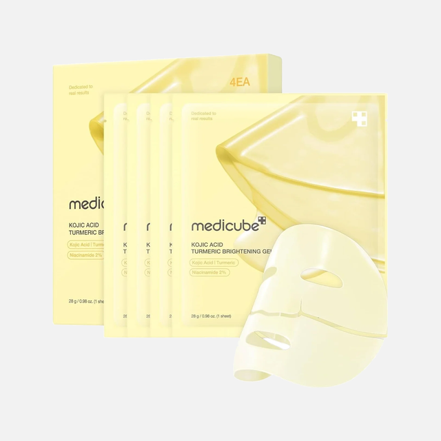 Medicube Kojic Acid Turmeric Brightening Gel Mask, 1 Box, 4 sheets x 28g