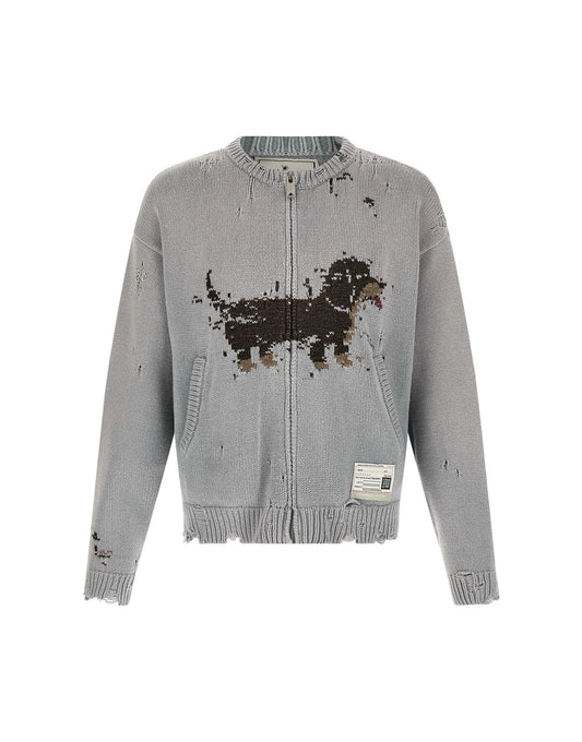 Cardigan jacquard chien
