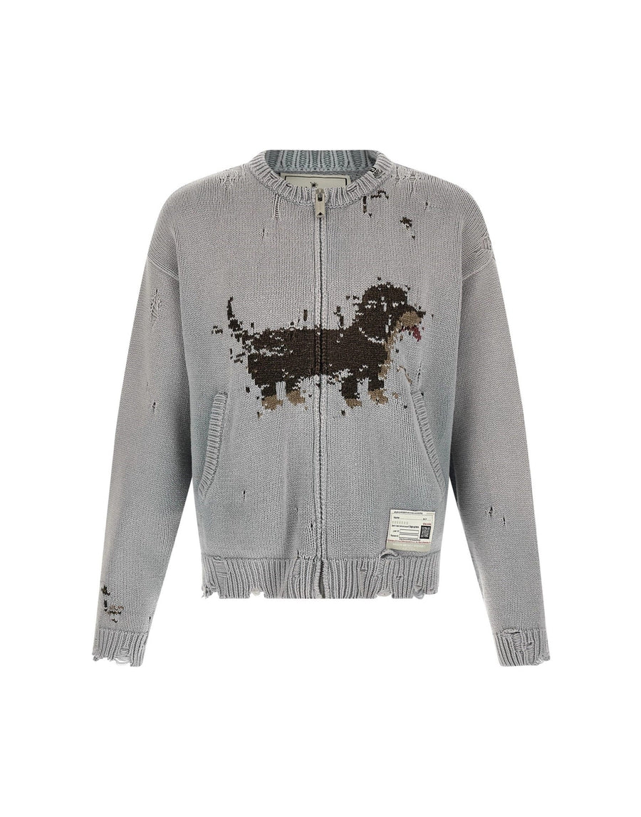 Cardigan jacquard chien